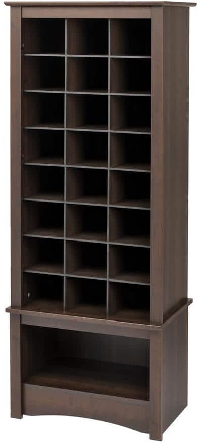 Prepac 61.25 in. H x 24.75 in. W x 15.75 in. D Dark Brown Wood Look 24-Cube Organizer