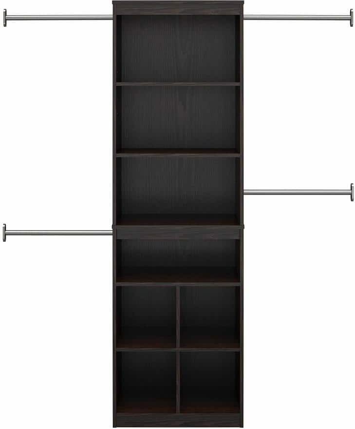 SystemBuild Evolution 68.69 in.- 95.4 in. Espresso Wall Mount Adjustable Closet System with 4 Clothing Rods