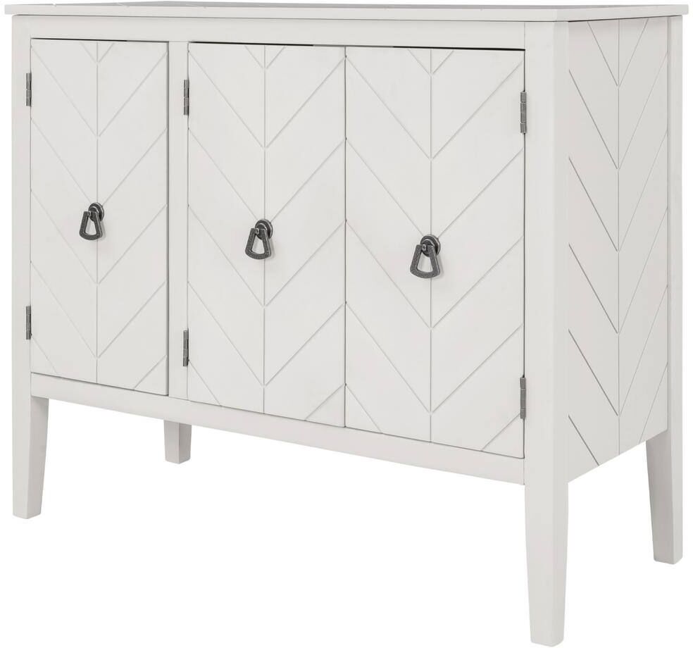 Harper & Bright Designs Cream White Wood 37 in. Sideboard Accent Storage Cabinet with Adjustable Shelves