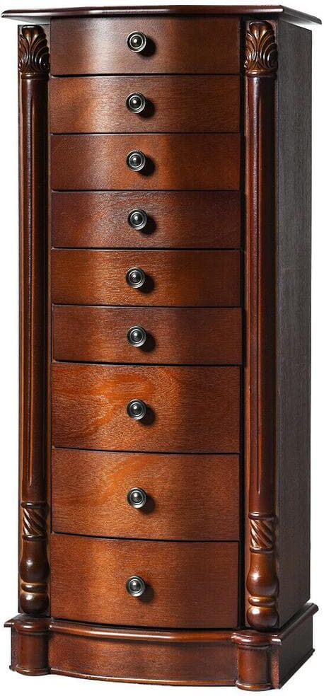 Costway Wood Jewelry Cabinet Cabinet Armoire Box Storage Chest Stand Organizer Necklace