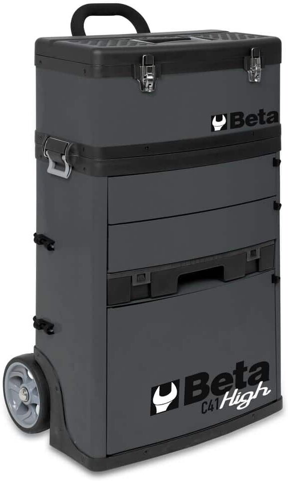 Beta 21 in. Mobile Tool Utility Cart with 3 Slide-Out Drawers and Removable Top Box with Carry Handle in Gray