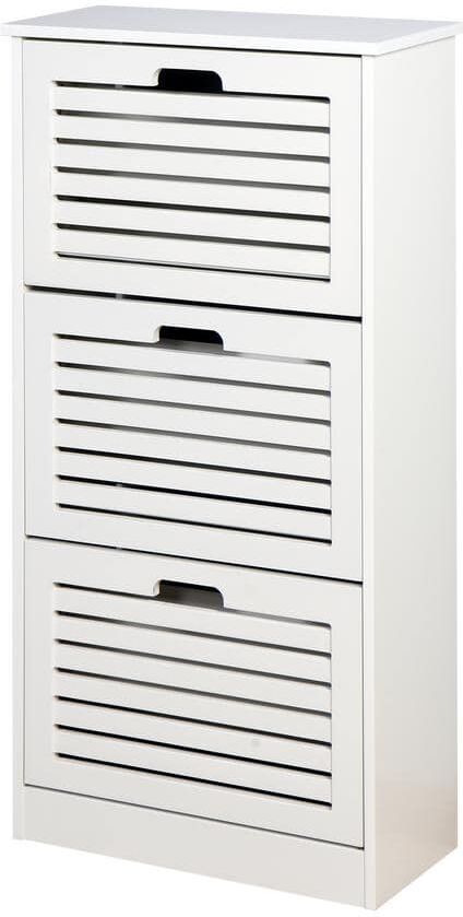 43.11 in. H x 20.94 in. W White Wooden Shoe Storage Cabinet with 3-Flip Doors for Entryway