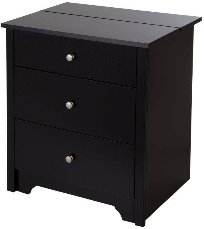 South Shore Vito 3-Drawer Pure Black Nightstand