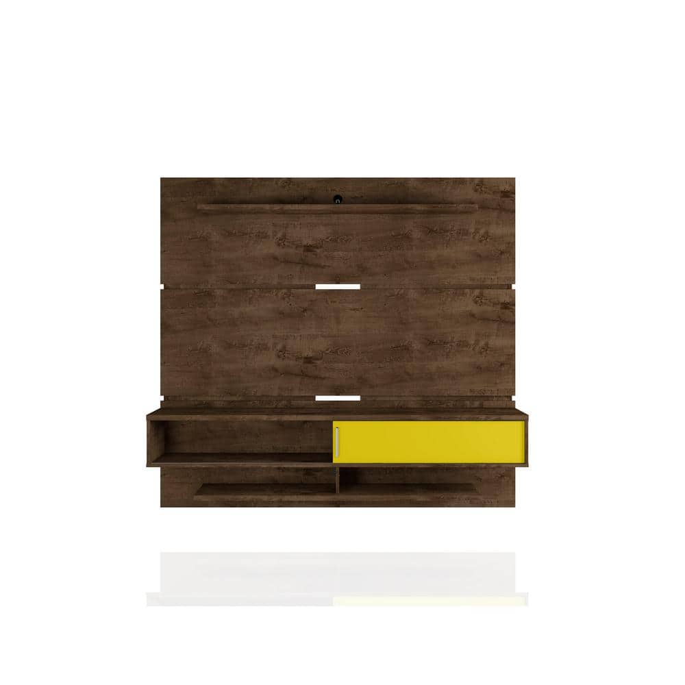 Luxor Rochester 71 in. Brown and Yellow Floating Entertainment Center Fits TVs Up to 65 in. with Cable Management