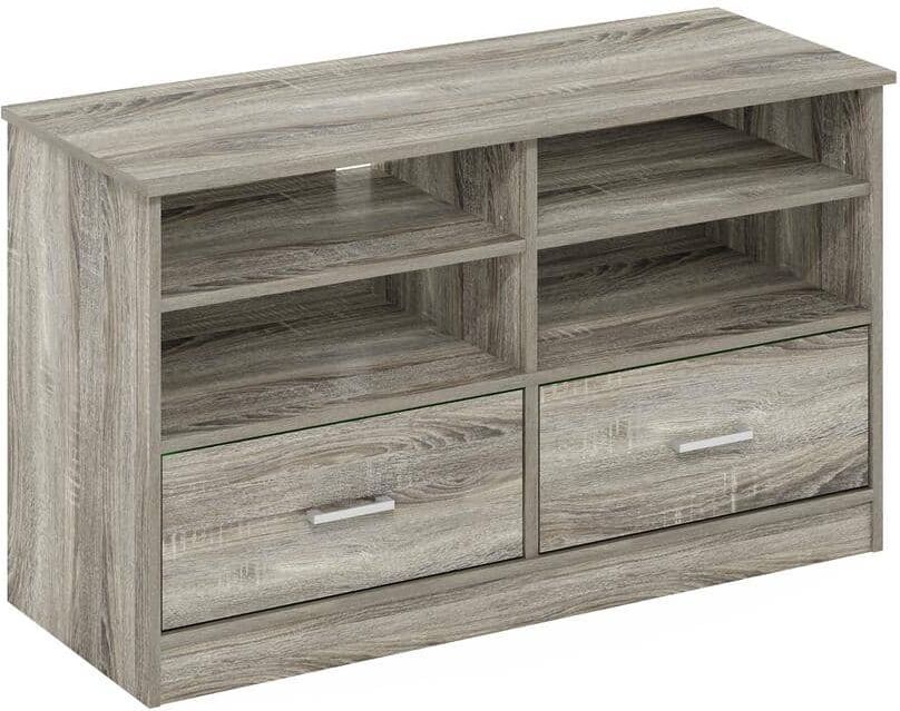 Furinno Jensen 39.4 in. French Oak TV Stand with 2 Storage Drawers Fits TV's up to 43 in. with Cable Management