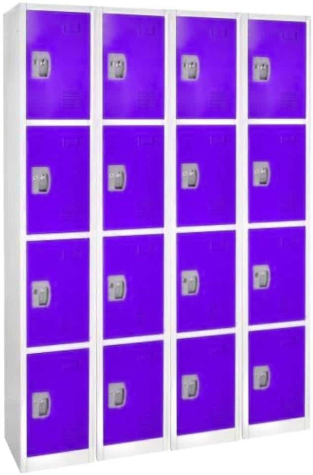 AdirOffice 629-Series 72 in. H 4-Tier Steel Key Lock Storage Locker Free Standing Cabinets for Home, School, Gym in Purple (4-Pack)