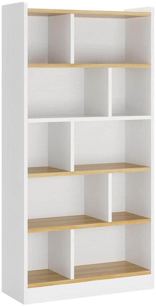 BYBLIGHT Eulas 36 in. Wide White 6 Shelf Bookcase Modern Tall Cube Bookshelf Large Open Display Shelves for Living Room