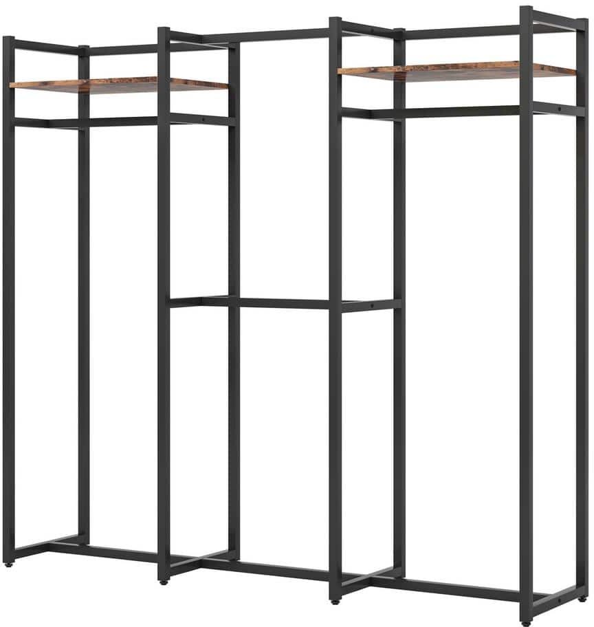 Tribesigns Cynthia Black Freestanding Garment Rack Closet Organizer with Hanging Rods and Storage Shelves