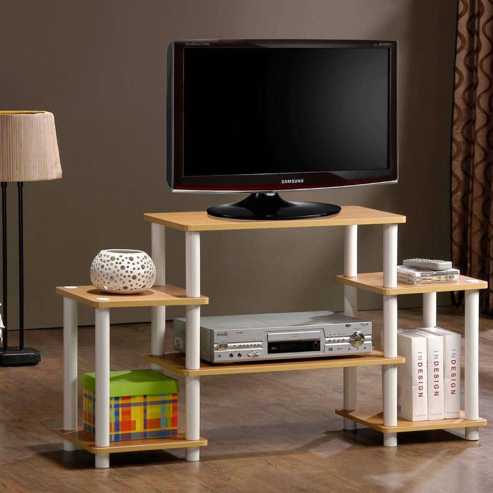 Furinno Turn-N-Tube 42 in. Beech Particle Board Entertainment Center Fits TVs Up to 37 in. with Open Storage
