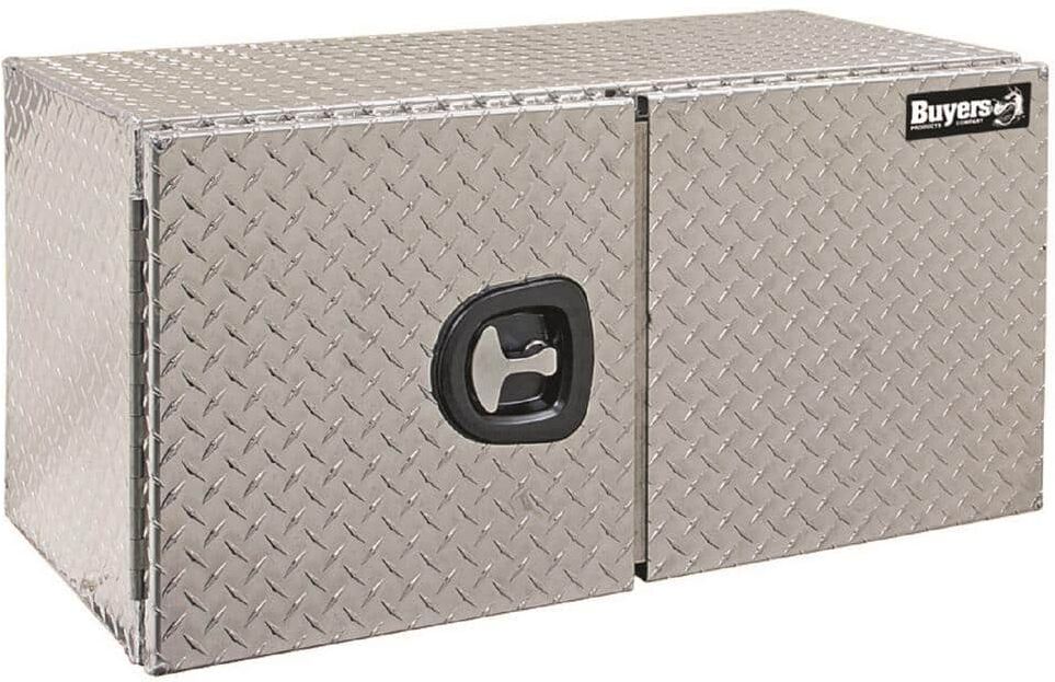 Buyers Products Company 24 in. x 24 in. x 36 in. Diamond Plate Tread Aluminum Underbody Truck Tool Box with Barn Door