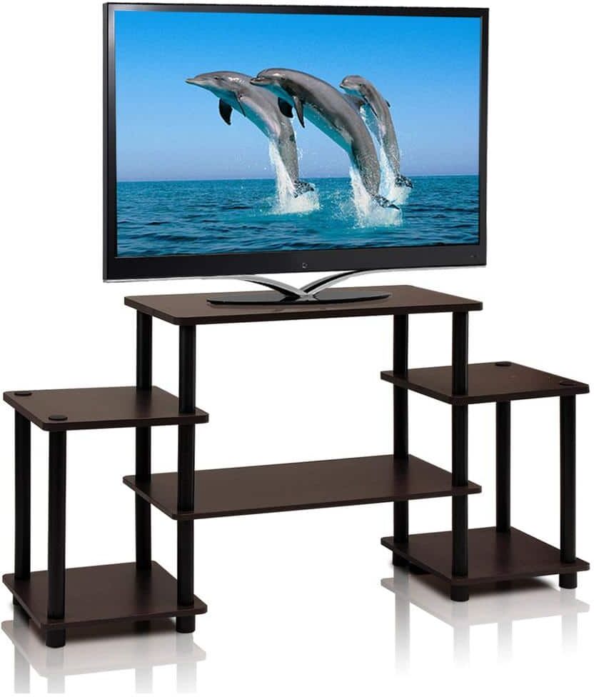 Furinno Turn-N-Tube 42 in. Dark Brown Particle Board Entertainment Center Fits TVs Up to 37 in. with Open Storage