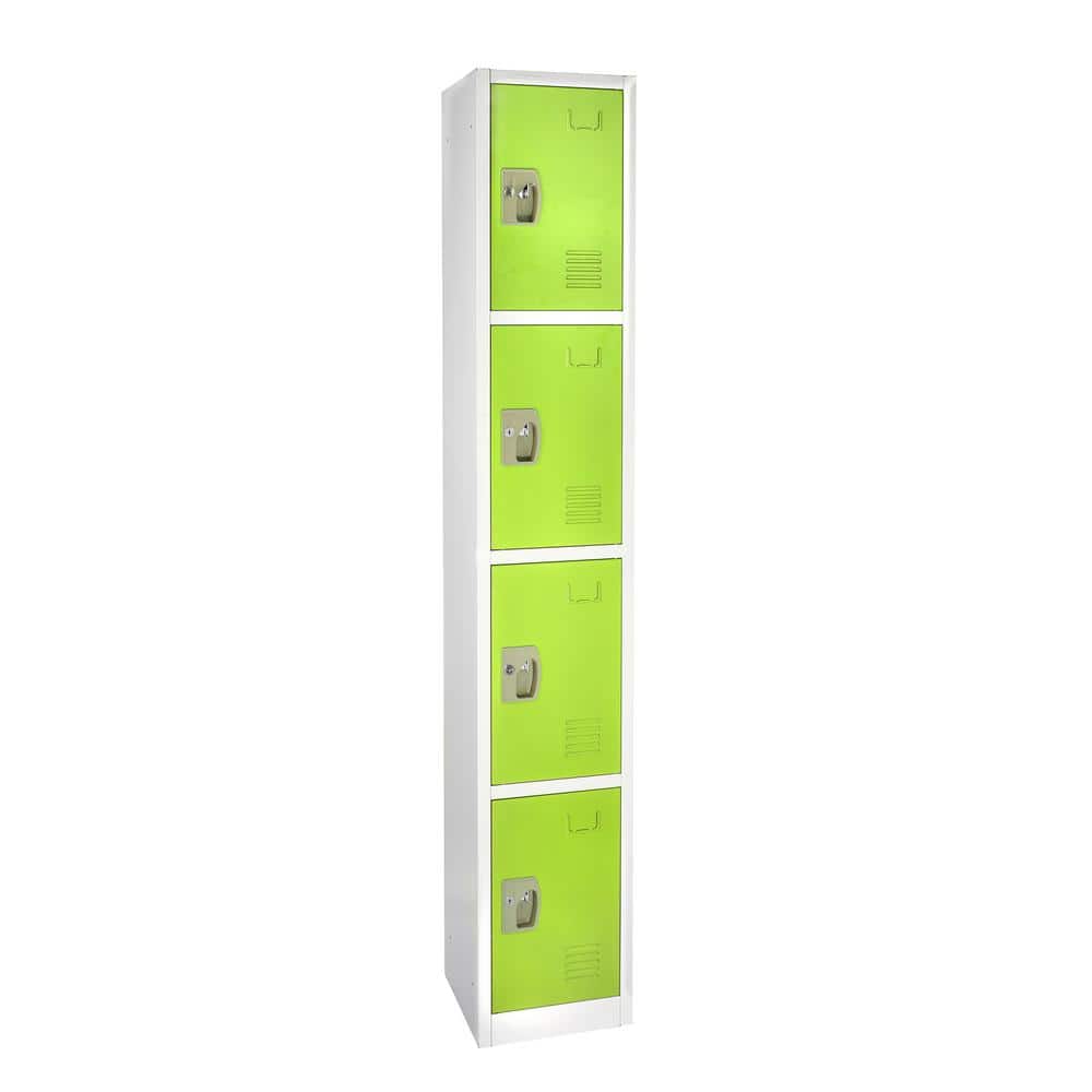 AdirOffice 629-Series 72 in. H 4-Tier Steel Key Lock Storage Locker Free Standing Cabinets for Home, School, Gym in Green