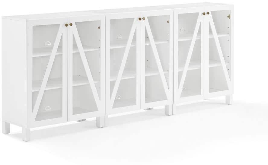 CROSLEY FURNITURE Cassai White 3-Pieces Media Storage Cabinet Set