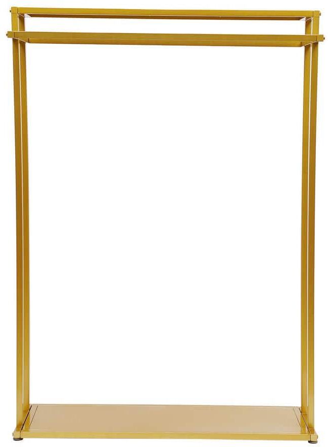 YIYIBYUS Heavy Duty Gold Iron Floor Standing Clothes Rack with 2 Storage Shelves & 2 rods 47.2 in. W x 66.9 in. H