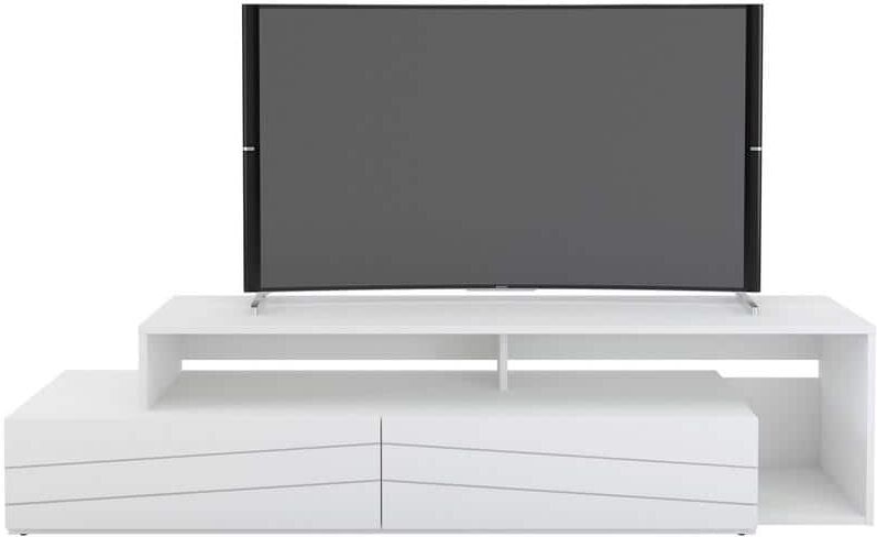 Nexera Tonik 69.75 in. White TV Stand with 2 Storage Drawers Fits TV's up to 80 in. with Cable Management