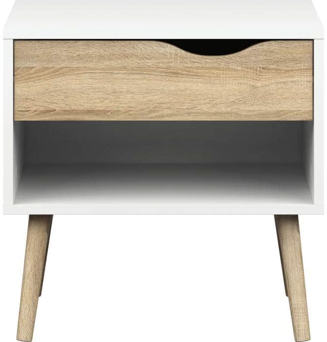 Tvilum Diana 1-Drawer White/Oak Structure Nightstand