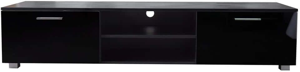 Z-joyee 63 in. Black TV Stand Fits TV's up to 70 in. with 2-Storage Cabinet and Open Shelves