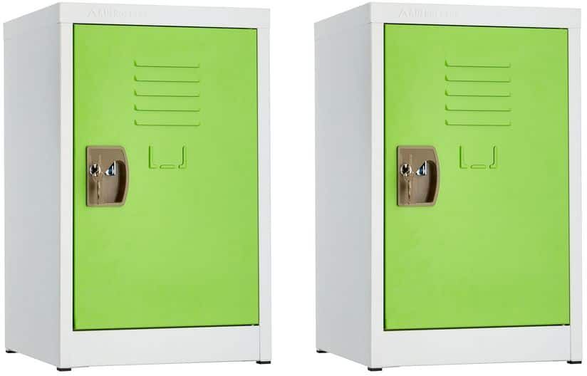 AdirOffice 629-Series 24 in. H 1-Tier Steel Storage Locker Free Standing Cabinets for Home, School, Gym in Green 2 Pack