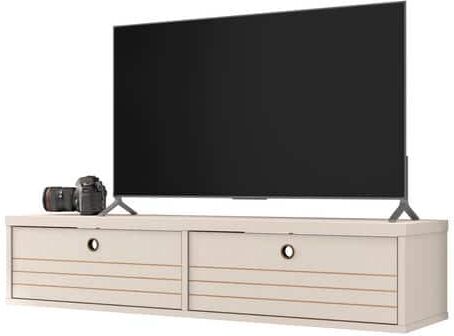 Luxor Liberty 42 in. Off-White Particle Board Floating Entertainment Center Fits TVs Up to 40 in. with Storage Doors