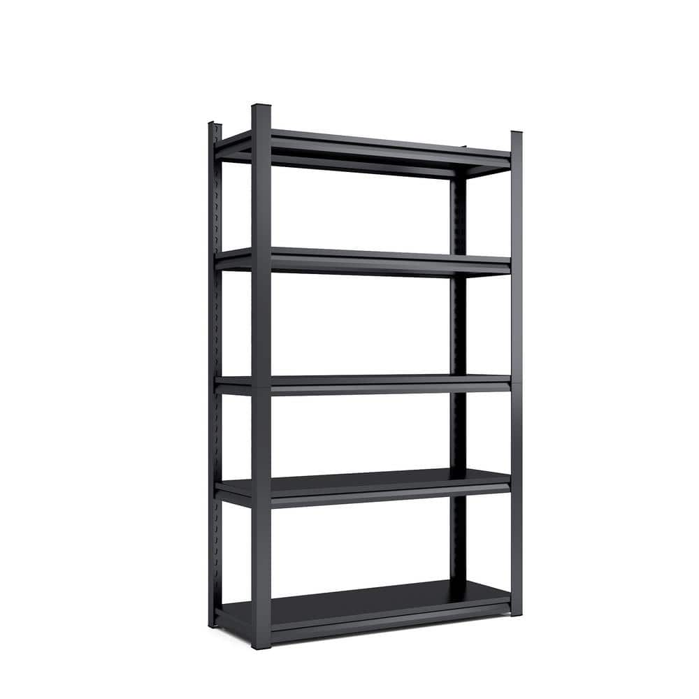 FUNKOL 47 in W x23 in D x 72 in H 2500 lb 5 Tier Adjustable Heavy Duty Thickened Metal Storage Rack in Black, Garage Shelving