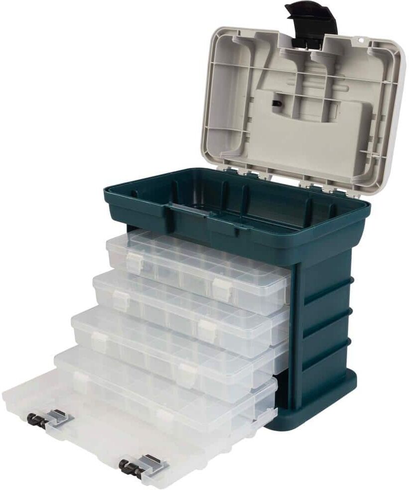 Stalwart 7 in. W - Gray Plastic Small Parts Organizer with 4 Drawers for Hardware or Craft Supplies - Portable Tool Box