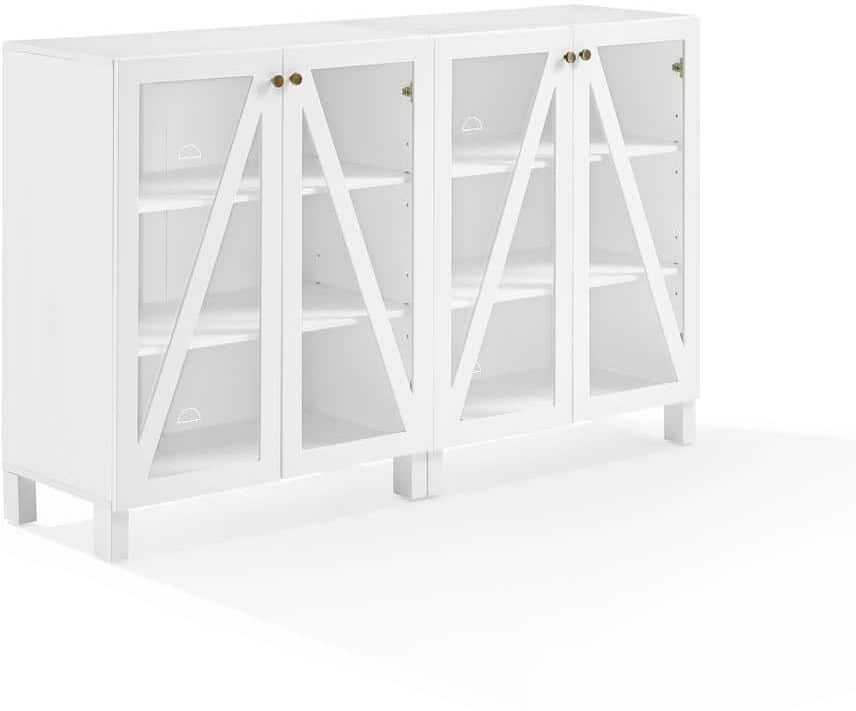 CROSLEY FURNITURE Cassai White 2-Pieces Media Storage Cabinet Set