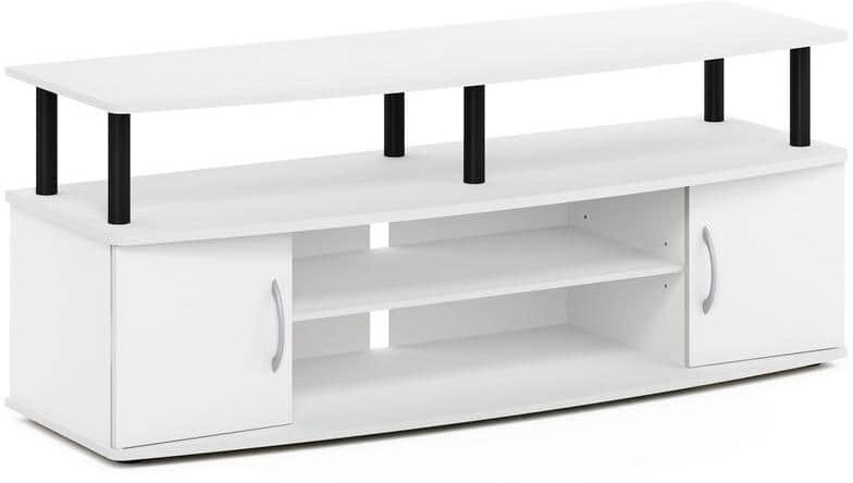 Furinno JAYA White TV Stand Entertainment Center Fits TVs Up to 50 in. with Cable Management