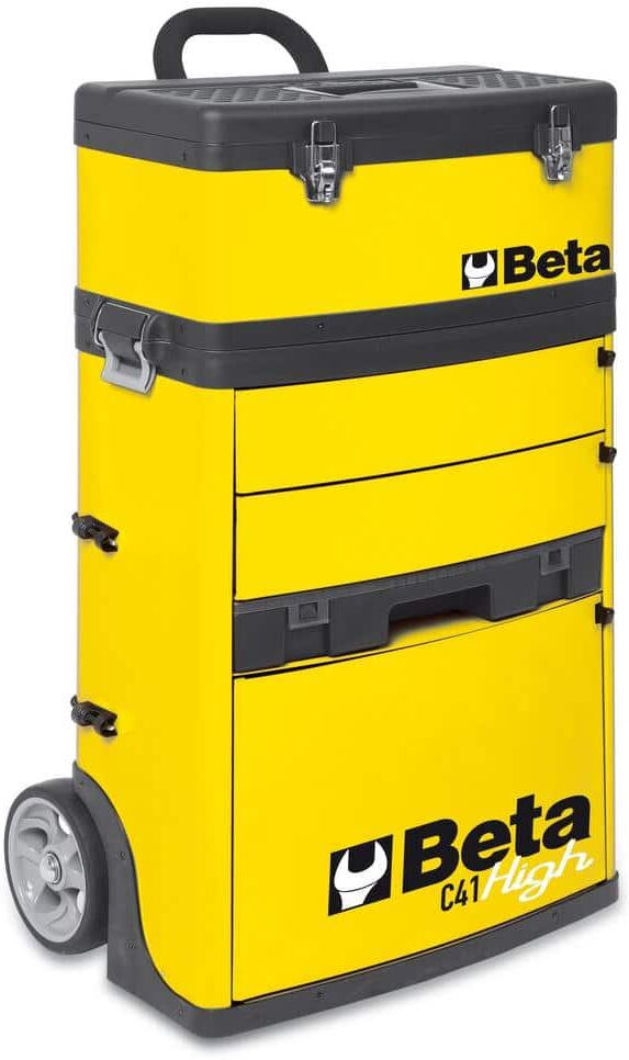 Beta 21 in. Mobile Tool Utility Cart with 3 Slide-Out Drawers and Removable Top Box with Carry Handle in Yellow