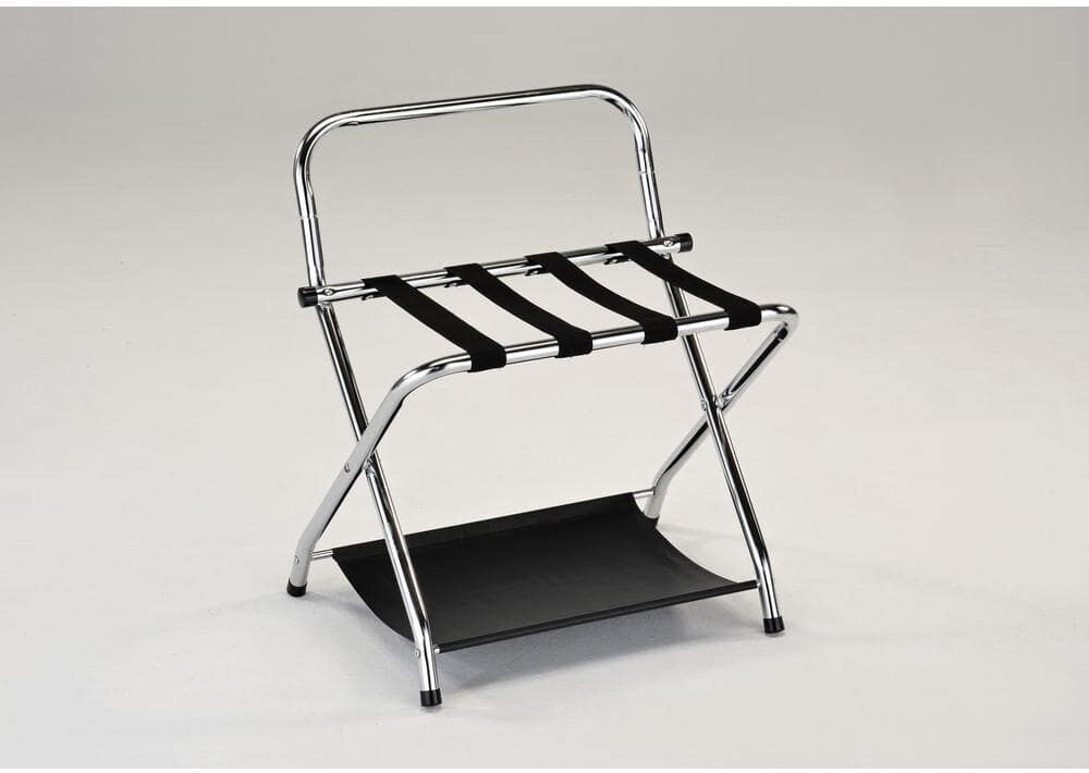 Signature Home Venet Black Chrome Folding Luggage Rack Storage Shelf. Dimension 22 L x 17 W x 28H