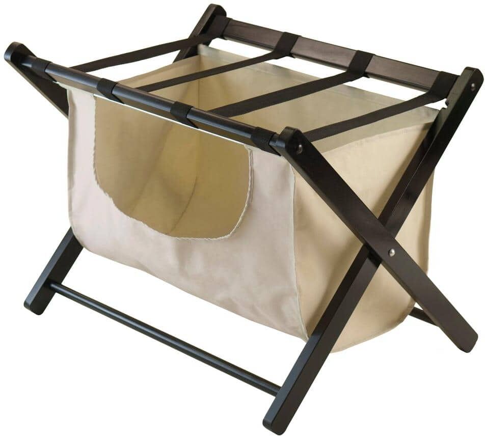 WINSOME WOOD Dora Luggage Rack with Removable Fabric Basket