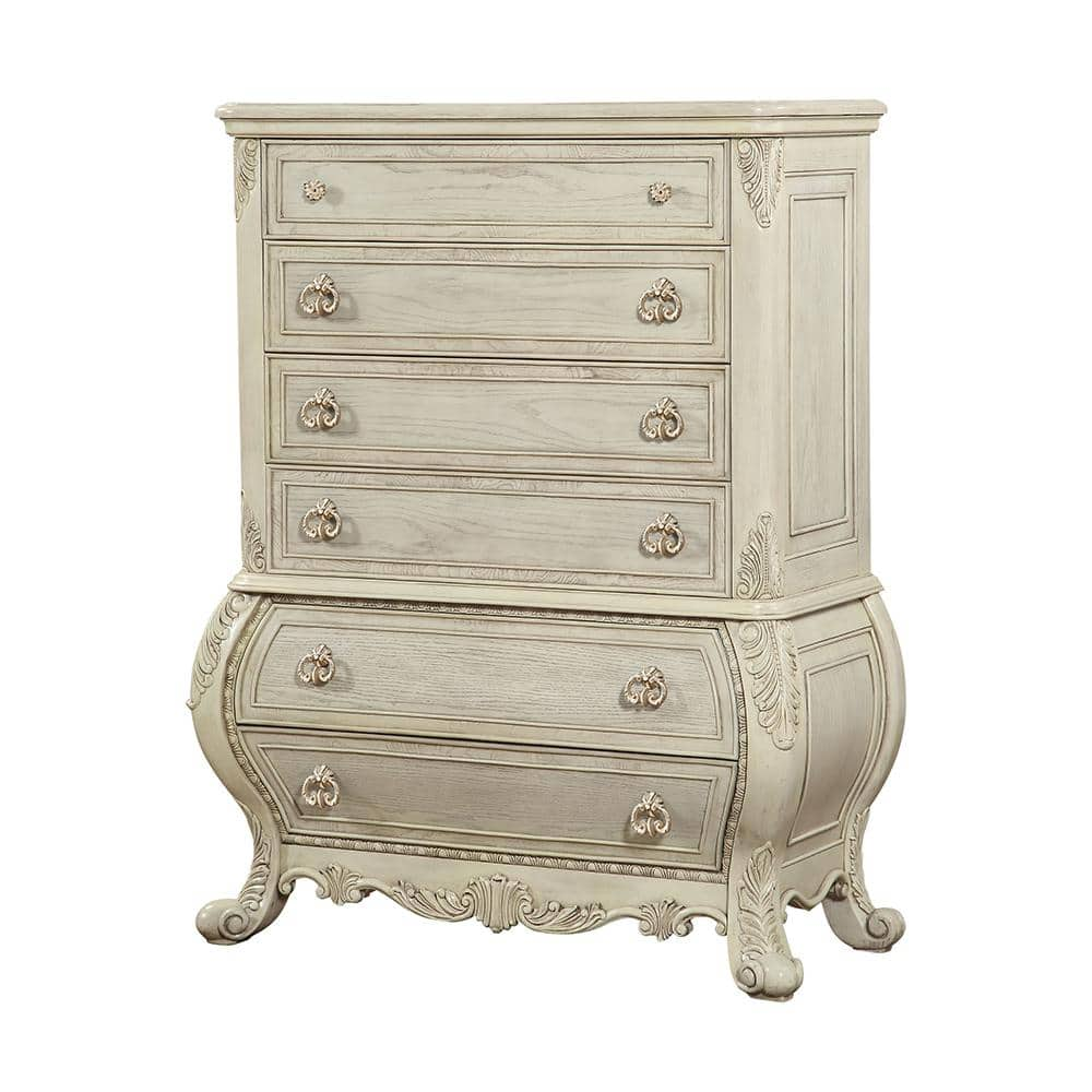 Acme Furniture Ragenardus 6-Drawer Antique White Chest of Drawer 57 in. x 21 45 in.