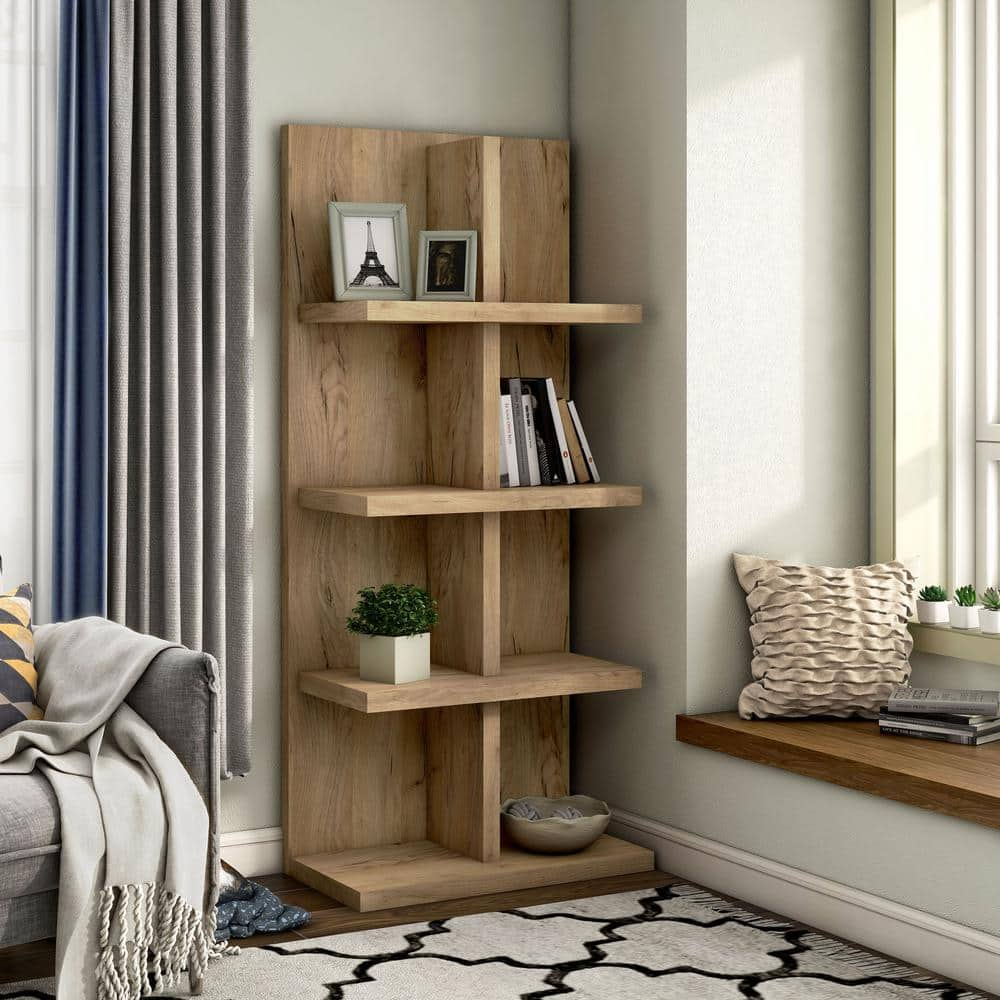 Furniture of America Ankey 31.5 in. Wide Light Oak 4-Shelves Standard Bookcase