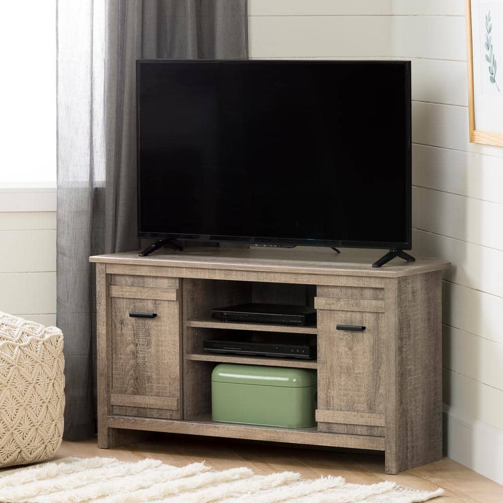 South Shore Exhibit 41 in. Weathered Oak Particle Board Corner TV Stand 42 in. with Corner Unit