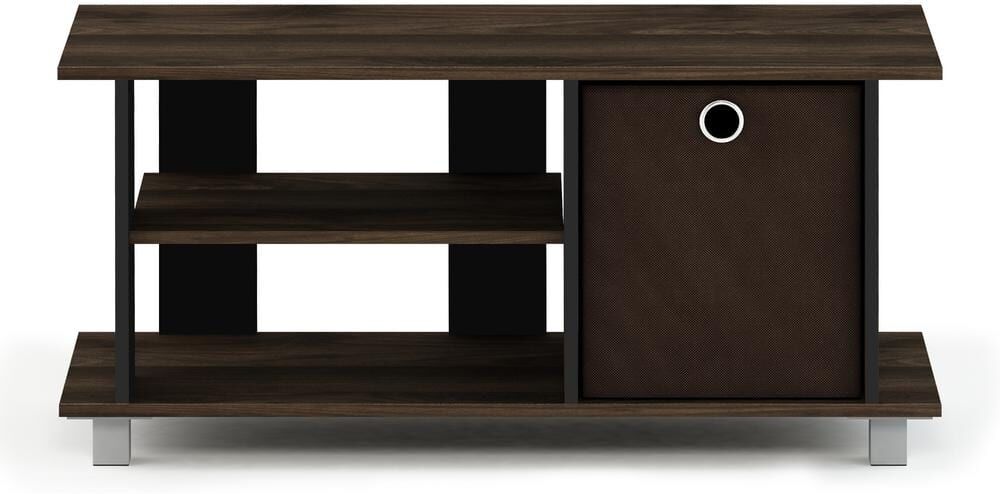 Furinno Simplistic 31.5 in. Columbia Walnut Entertainment Center TV Stand with 1-Bin Drawer Fits TV's up to 32 in.