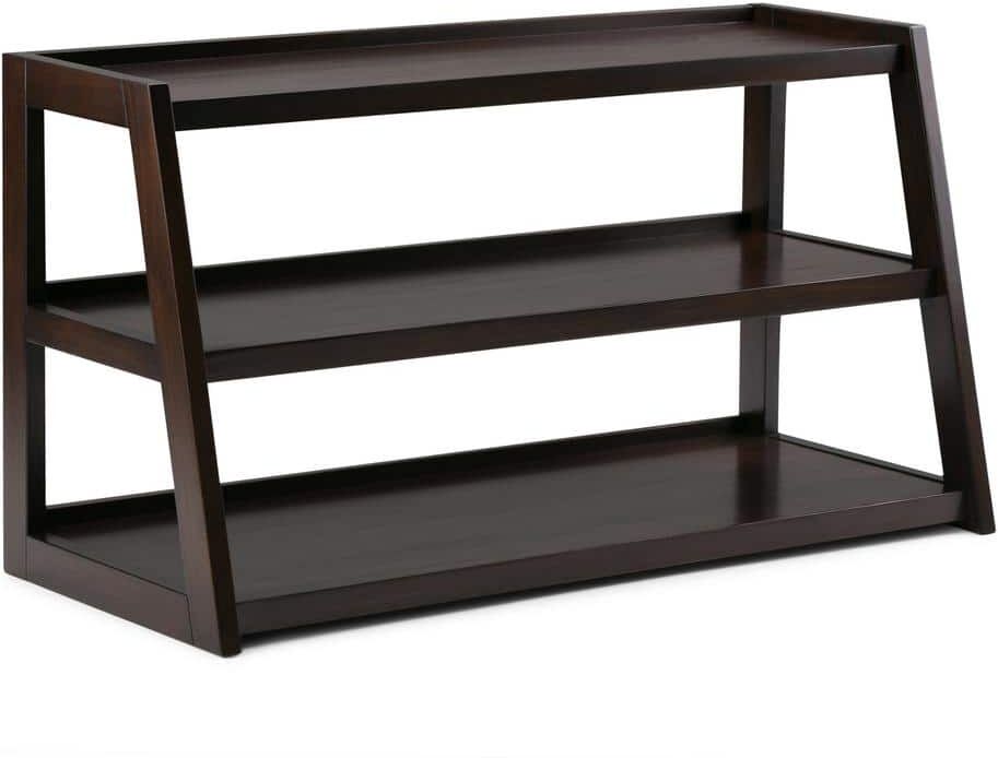 Simpli Home Sawhorse Solid Wood 48 in. Wide Modern Industrial TV Media Stand in Dark Chestnut Brown For TVs up to 55 in.