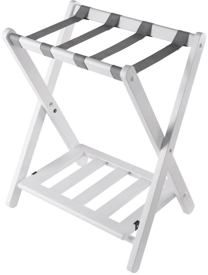 WINSOME WOOD Raya luggage rack with shelf in white finish