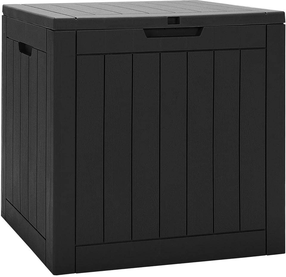 Costway 30 Gal. Deck Storage Box Container Seating Tools Organization Deliveries Black