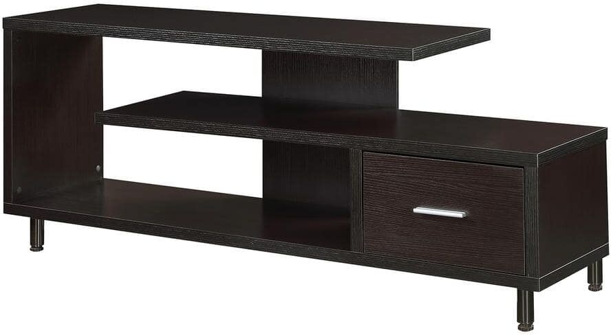 Convenience Concepts Seal II 59 in. Espresso Particle Board TV Stand with 1 Drawer Fits TVs Up to 60 in. with Cable Management