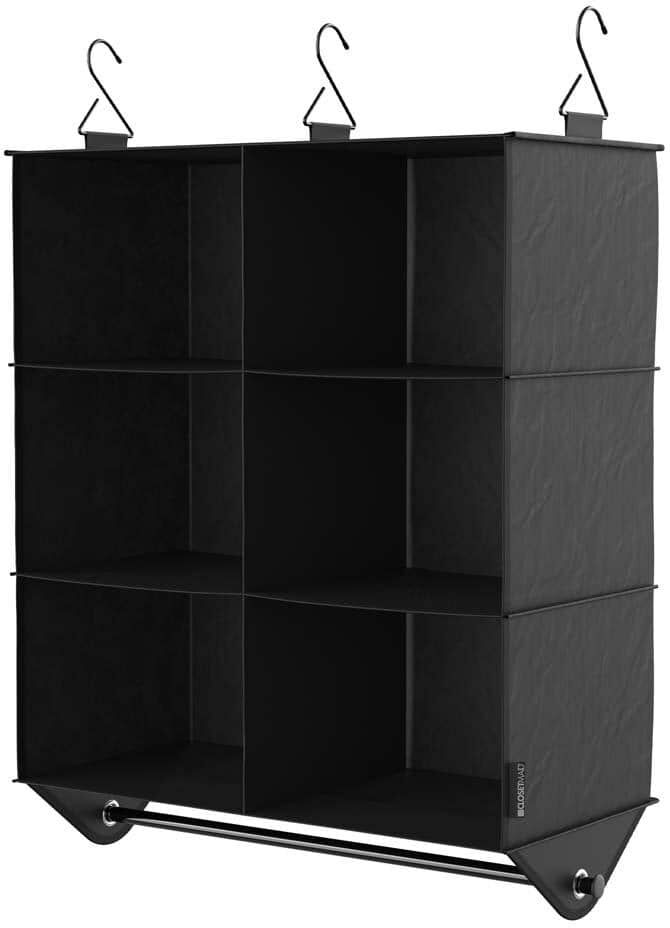 ClosetMaid 34.76 in. H Charcoal Black Fabric Hanging Closet Organizer with 6 Shelves