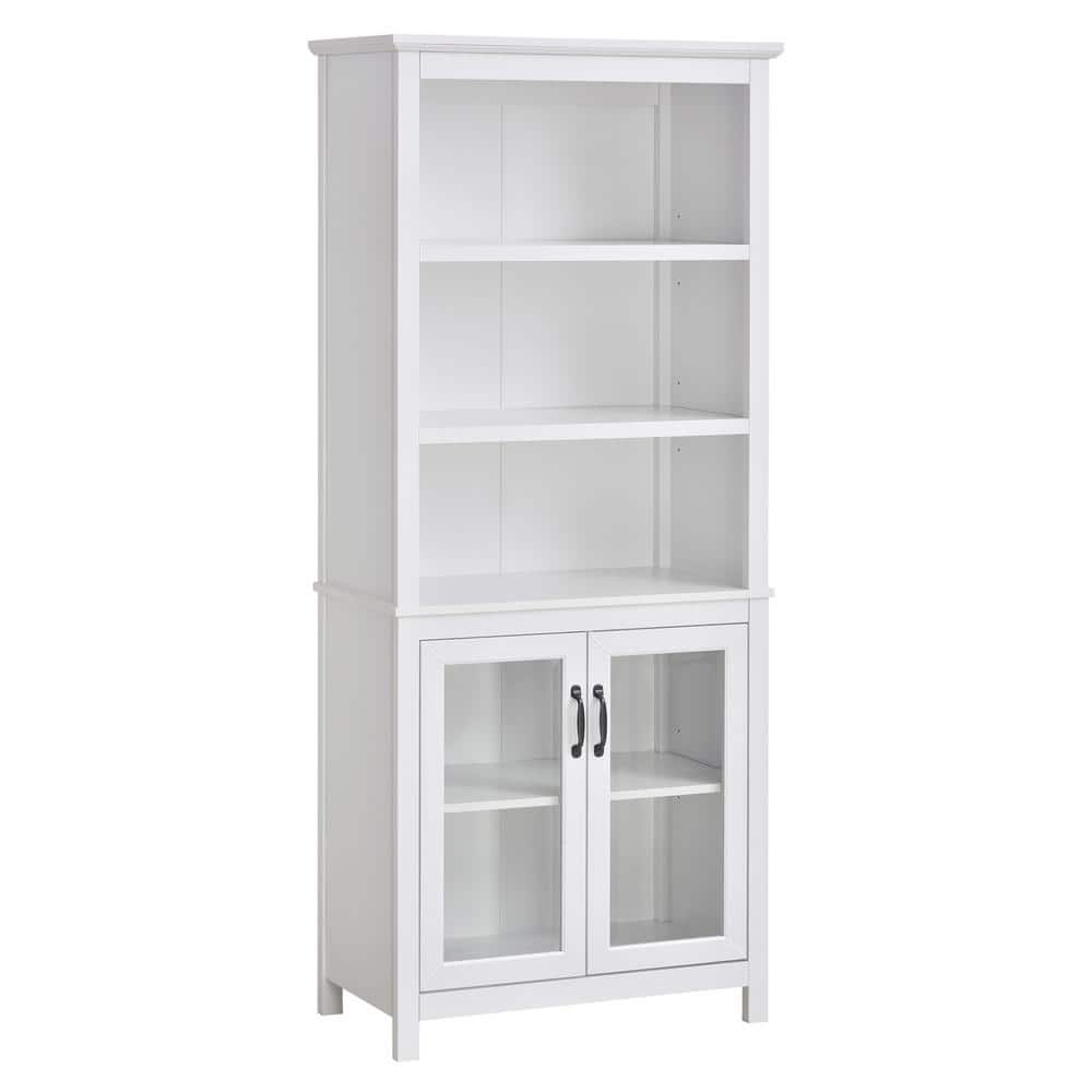 HOMCOM 70.75 in White MDF 2 Shelf Storage Cabinet Standard Bookcase with Adjustable Shelves Display Rack