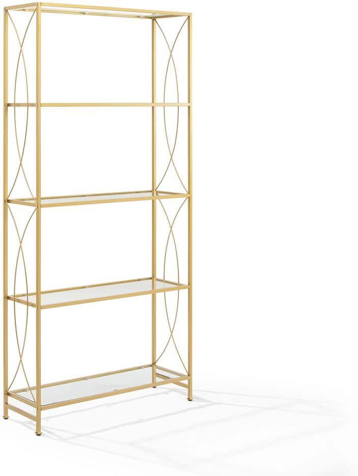 CROSLEY FURNITURE Helena 76 in. Wide Gold 4 Shelf Etagere Bookshelf