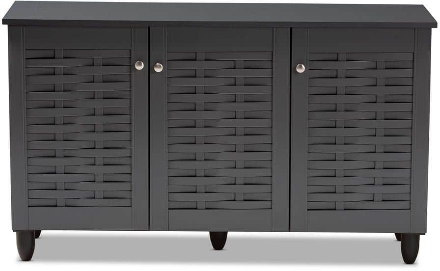 Baxton Studio 26.3 in. H x 44.5 in. W Gray Wood Shoe Storage Cabinet