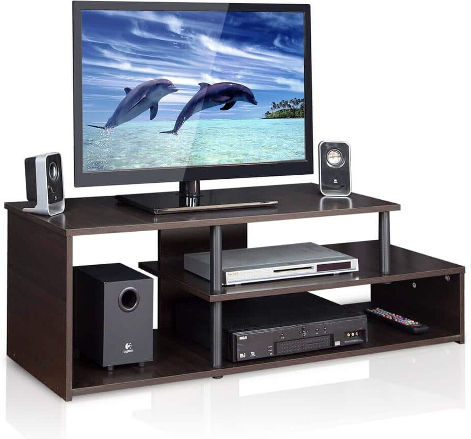 Furinno Econ 49 in. Espresso Particle Board TV Stand Fits TVs Up to 55 in. with Open Storage