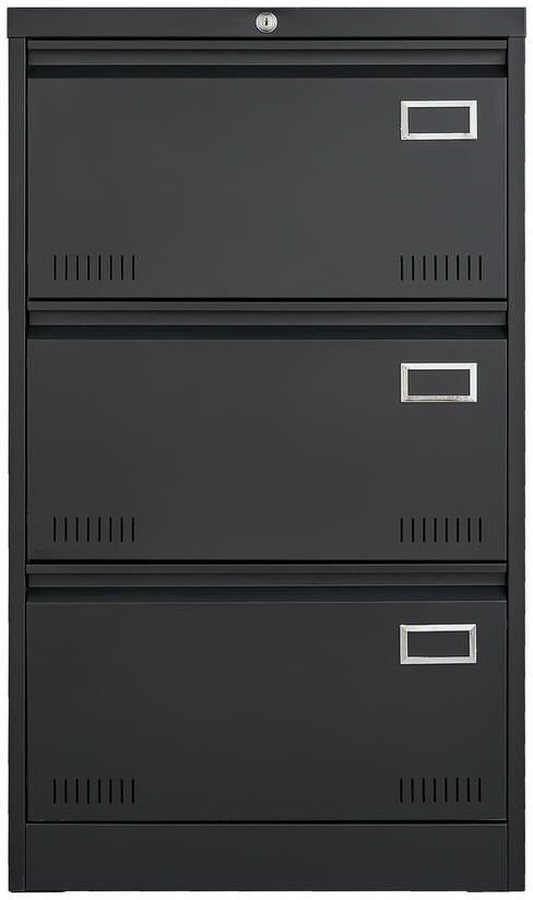 cadeninc Black 3-Drawers Metal Cabinet Lateral File Cabinet with Lock for Legal/Letter/A4/F4 Home Offic