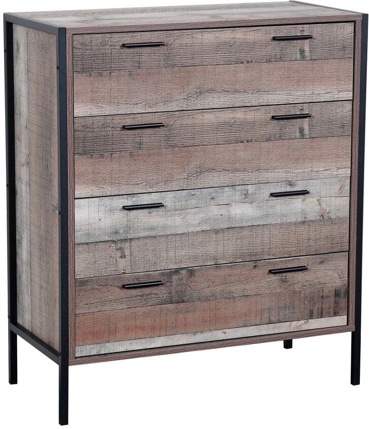 OS Home and Office Furniture 4-Spacious Drawers Rustic Reclaimed Collection Chest