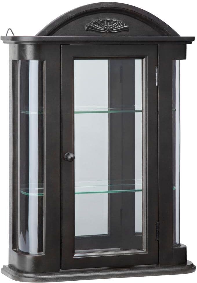 Design Toscano Rosedale Black Hardwood Wall Curio Accent Cabinet