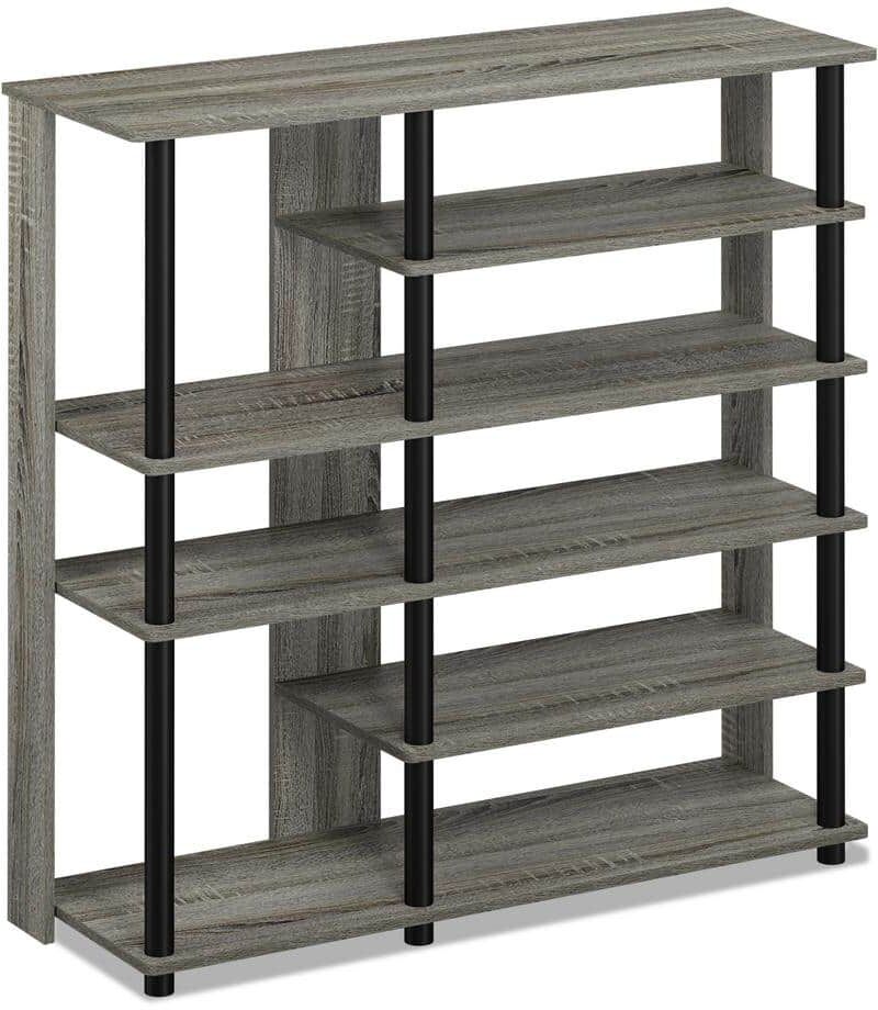 Furinno Turn-N-Tube 36.61 in. H 13-Pair 5-Shelf Wood Shoe Rack in French Oak