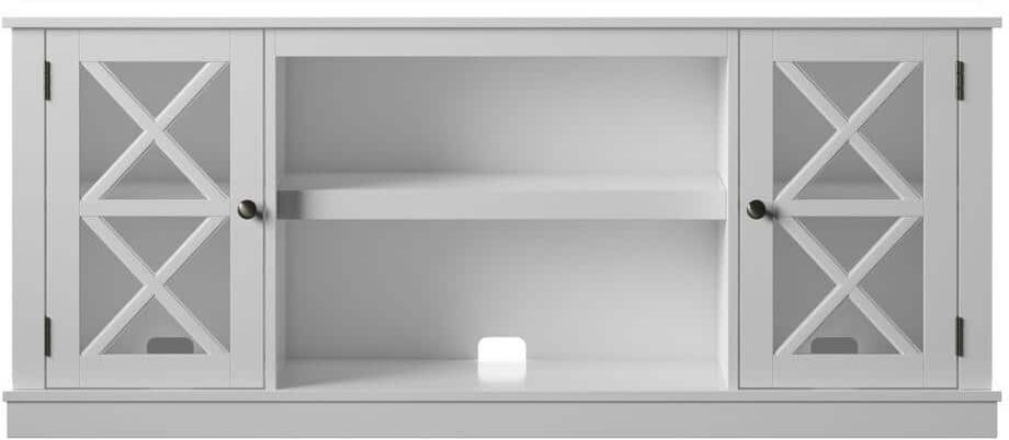 Twin Star Home 60 in. White TV Stand with 2 Shelves fits TV's up to 65 in. with Adjustable Shelf