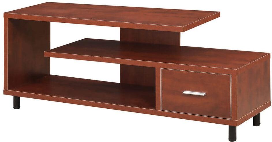 Convenience Concepts Seal II 19 in. Cherry Particle Board TV Stand with 1 Drawer Fits TVs Up to 65 in. with Cable Management