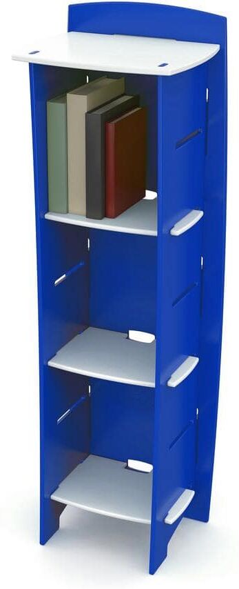 Legare Kid's Bookcase with 3 Shelves in Race Car Collection Blue and White